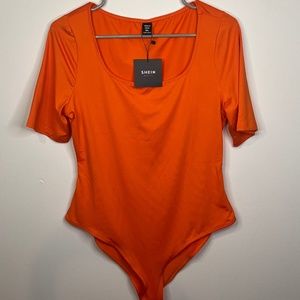 Women's Orange Basic Lightweight Bodysuit Size 0XL